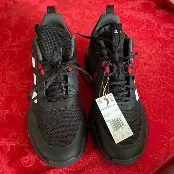 adidas | Shoes | Nwt Adidas Own The Game Black Red Basketball Shoes |  Poshmark